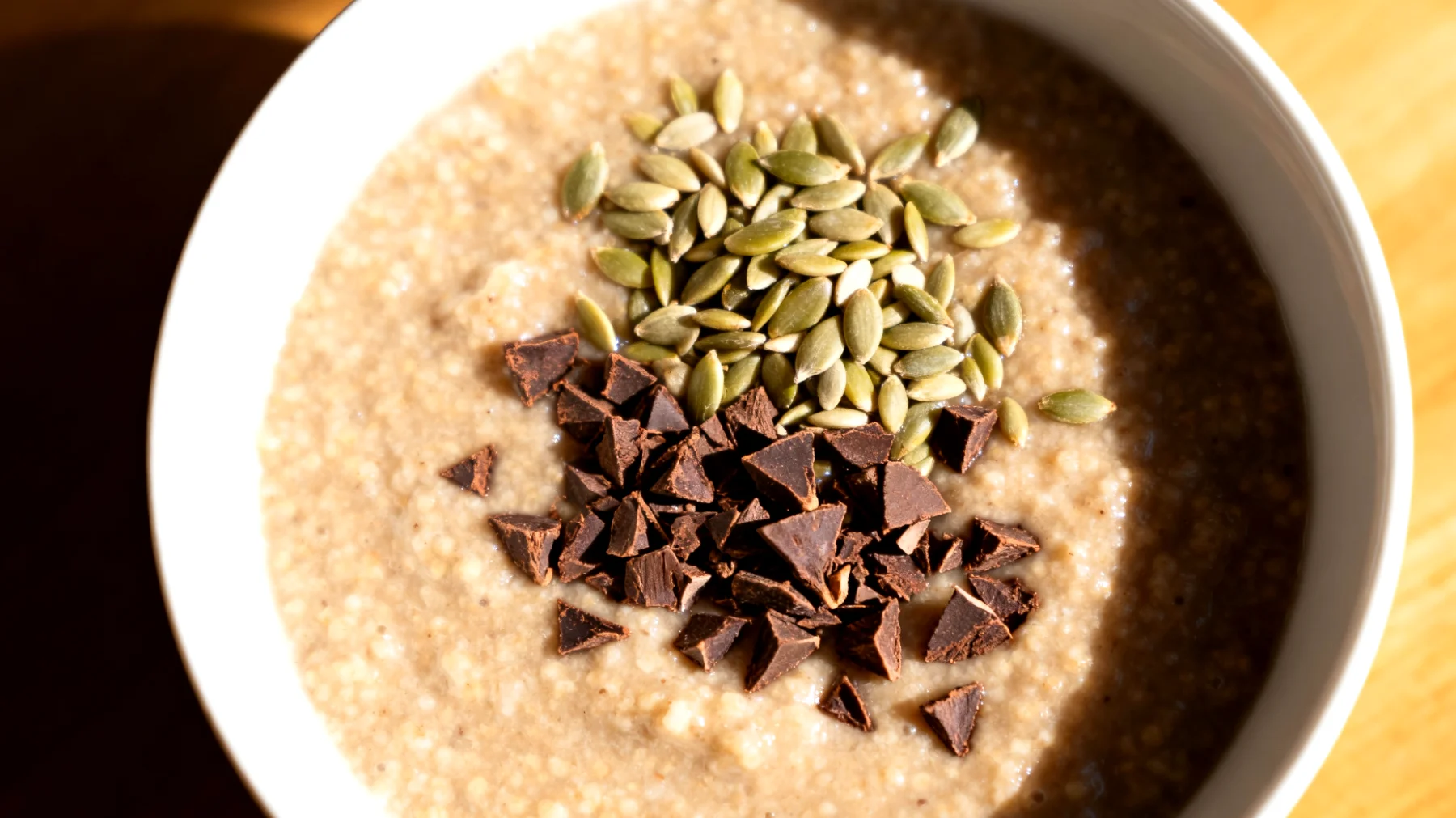 Amaranth-Porridge mit Hanfsamen und Kakao-Nibs"