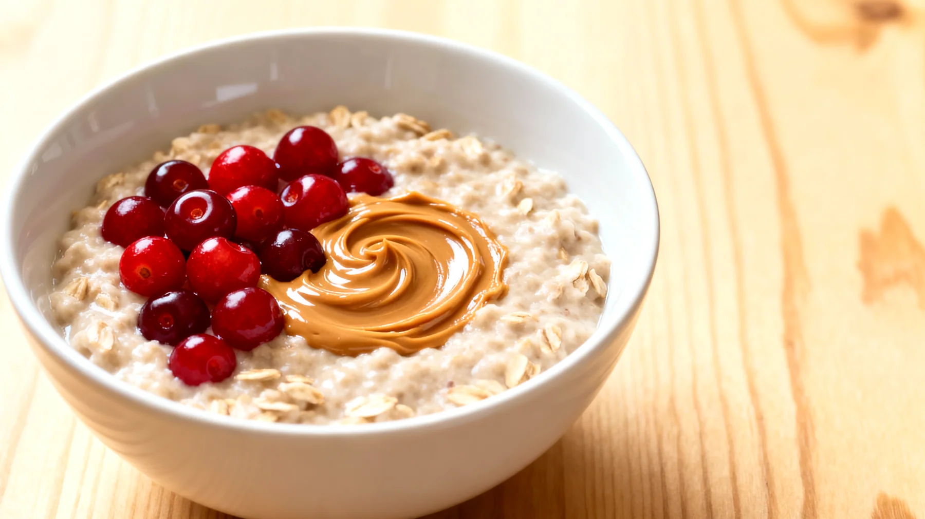 Haferporridge mit Sauerkirschen und Mandelbutter"