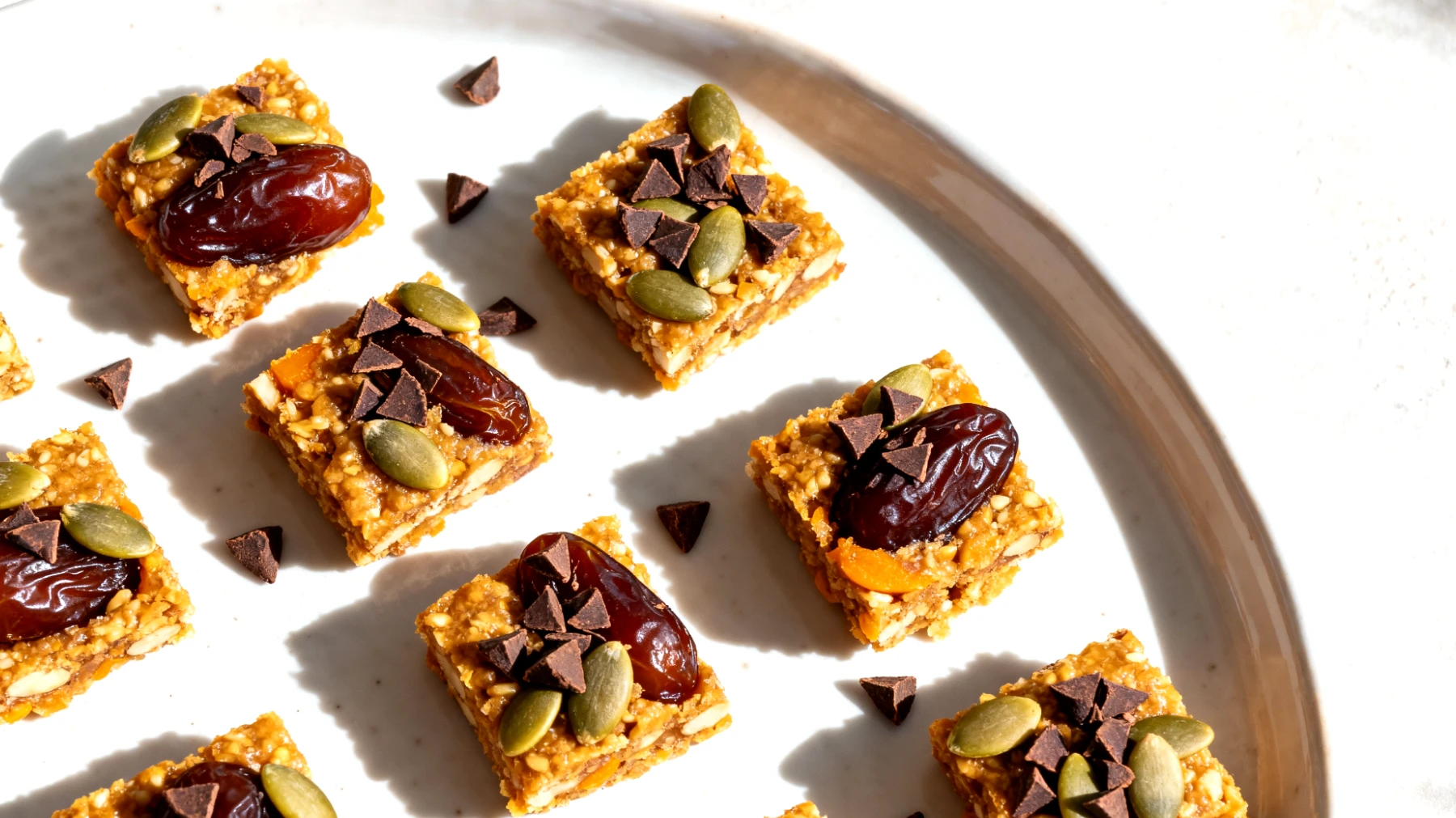 Kürbiskern-Dattel-Happen mit Kakaonibs"