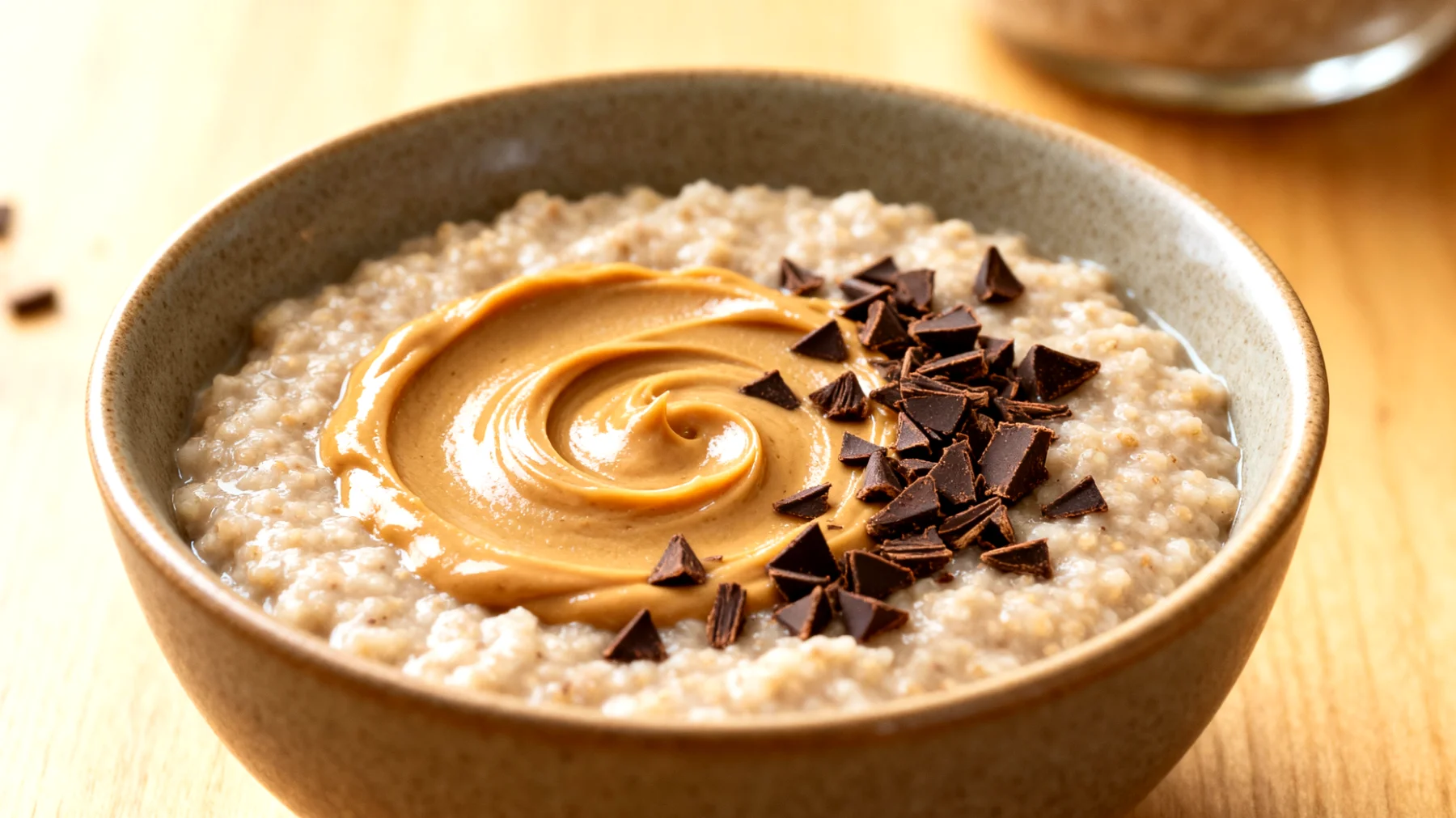 Amaranth-Porridge mit Mandelbutter und Kakao-Nibs"
