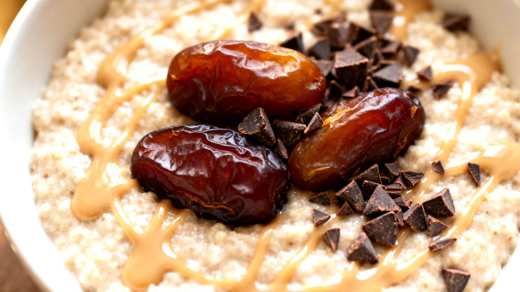 Amaranth-Porridge mit Tahini und Dattel-Kakao-Nibs"